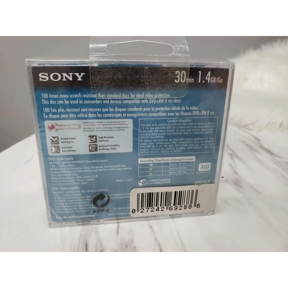 SONY DVD + RW DVD 120 min 4.7 GB 1x 4x Speed 5 Pack New Sealed